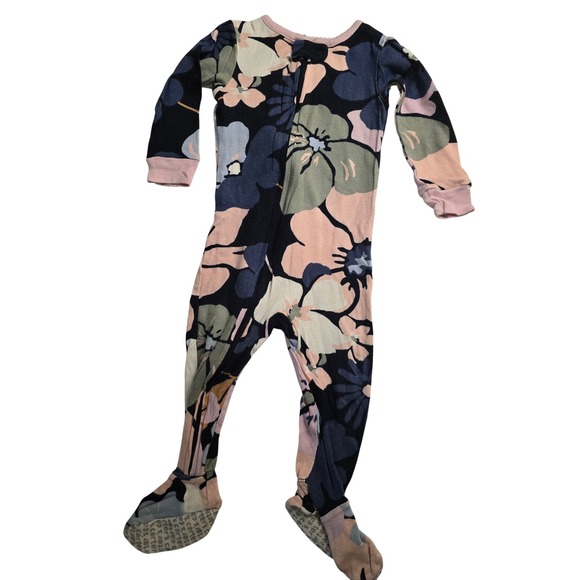 Carter's Other - Carters Baby Girls Floral Footie Pajamas Navy Pink 12M Zip Up Sleep and Play